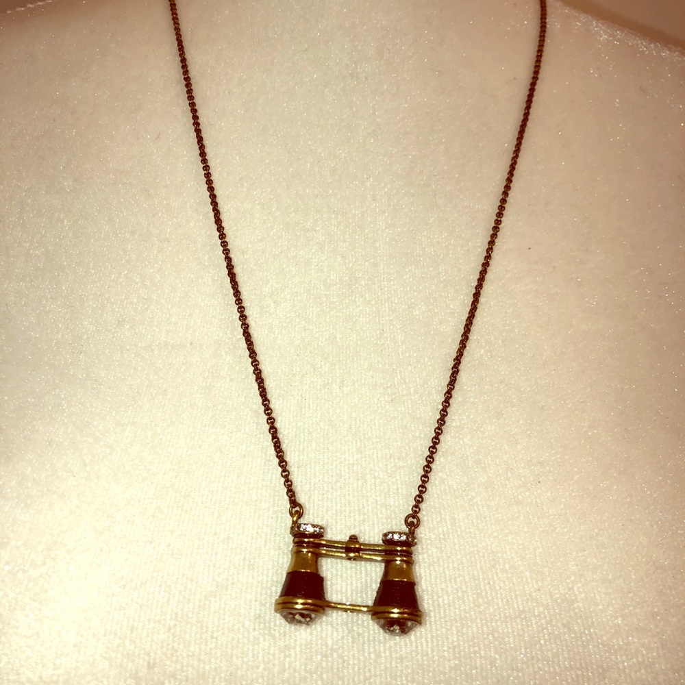 Cute Bronze/Gold Fossil Binocular Necklace
